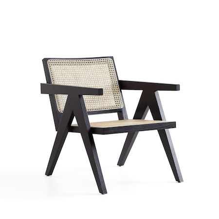 Manhattan Comfort Hamlet Accent Chair in Black and Natural Cane ACCA04-BK